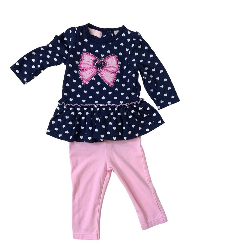 Kids Headquarters baby 3-6 months top & Pants set blue/pink girls
